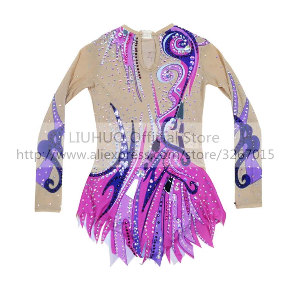 LIUHUO Figure Skating Dress Women\'s Girls\' Ice Performance Rhythmic Gymnastics Competition Leotard Dance Sport Ballet Kid Purple