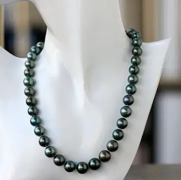 free shipping HOT SELL south sea Excellent gloss AAA 9-10 mm SouthSea  black pearl necklace 17.5