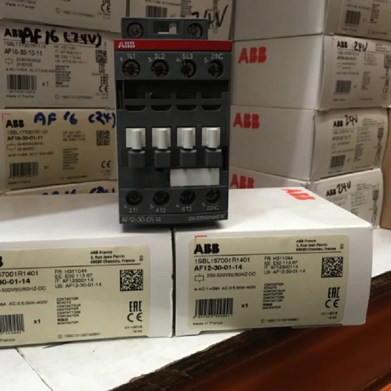 ABB 3-ploe contactors AF series AC/DC  1NC or 1NO 50HZ/60HZ  250V~500V  DC 250V-500V  12A  5.5kw AF12-30-10-14  AF12-30-01-14