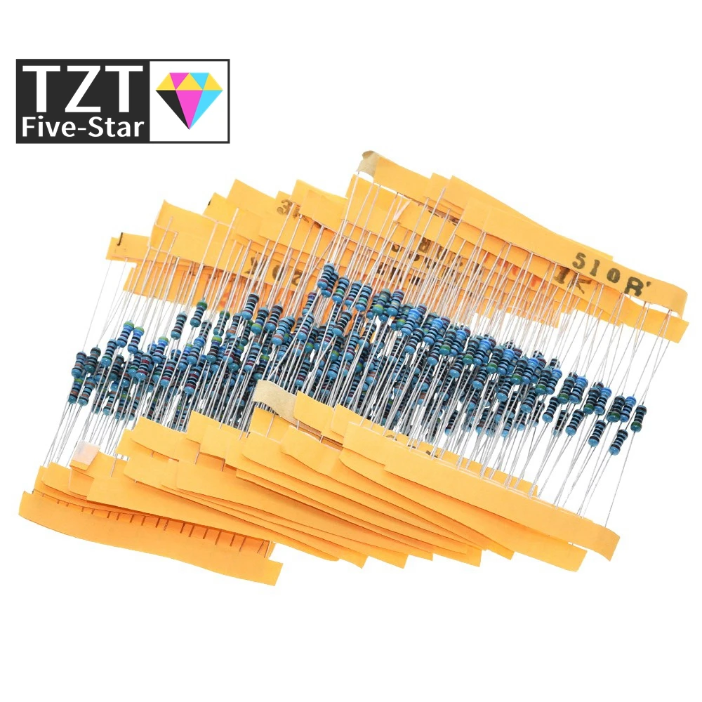 

TZT 1 Pack 300Pcs 10 -1M Ohm 1/4w Resistance 1% Metal Film Resistor Resistance Assortment Kit Set 30 Kinds Each 10pcs