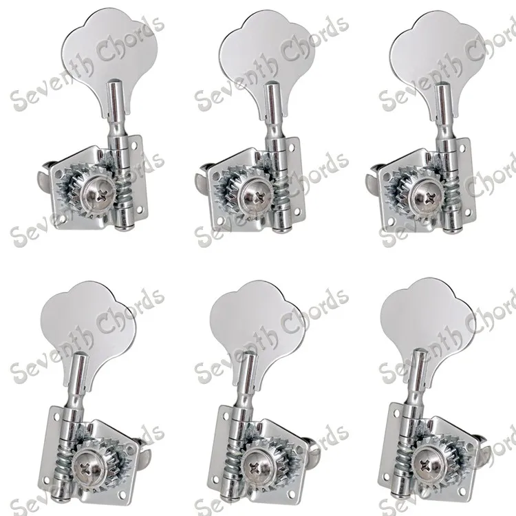 

A Set 6 Pcs Open Gear 6 String Bass Guitar String Tuners Tuning Pegs Keys Machine Heads - 3L3R/2L4R/4L2R for choose - Chrome