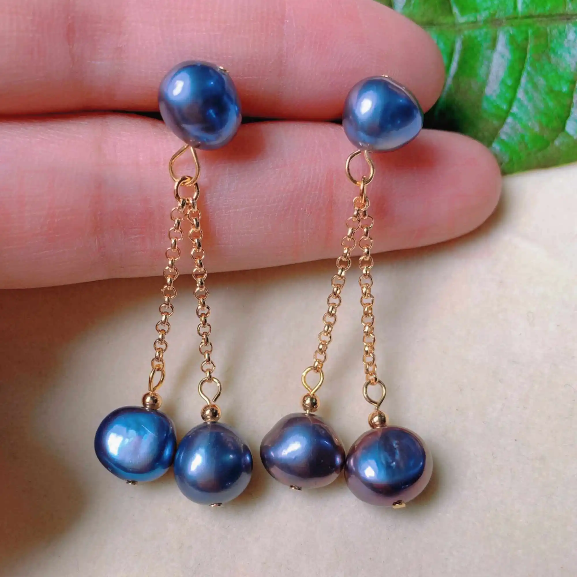 Natural freshwater baroque pearl 18k gold earrings gift Ear stud Party Holiday gifts Aquaculture Wedding