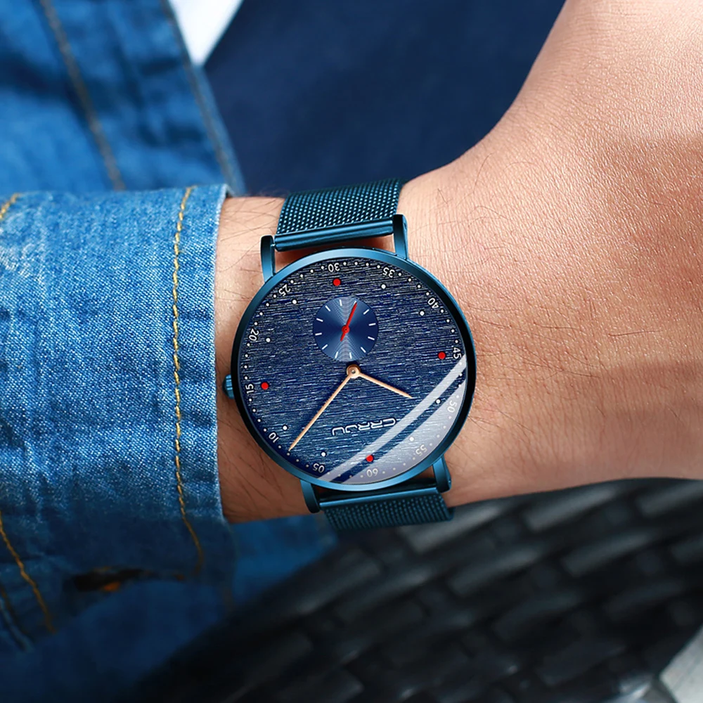 CRRJU Watch Top Brand Luxury Watch Men Stainless Steel Business Clock Waterproof Watches Mens Luxury Sport Quartz Wrist Watch