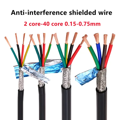 Cable blindado 18AWG 2/3/4/5/8 núcleos 26/24AWG 22AWG/20AWG 10-24 núcleos cable blindado cable de control RVVP de cobre puro cable de señal