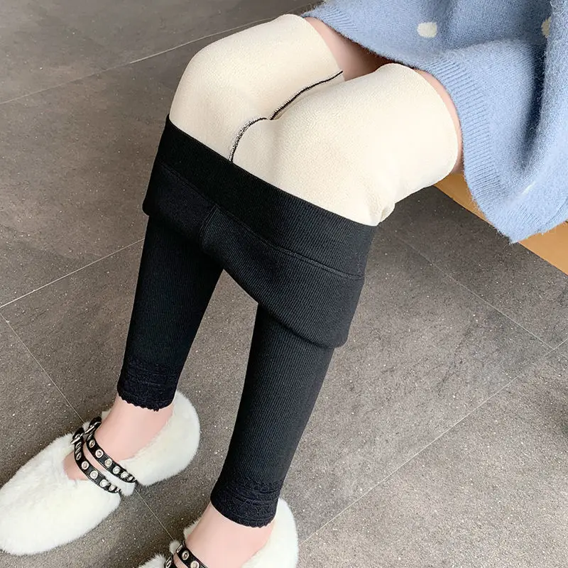 Leggings Frauen Einfache Ästhetische Herbst Winter Dicker Warme Hohe Taille Solide Knöchel-länge Koreanischen Stil Freizeit Schlank Alle-spiel