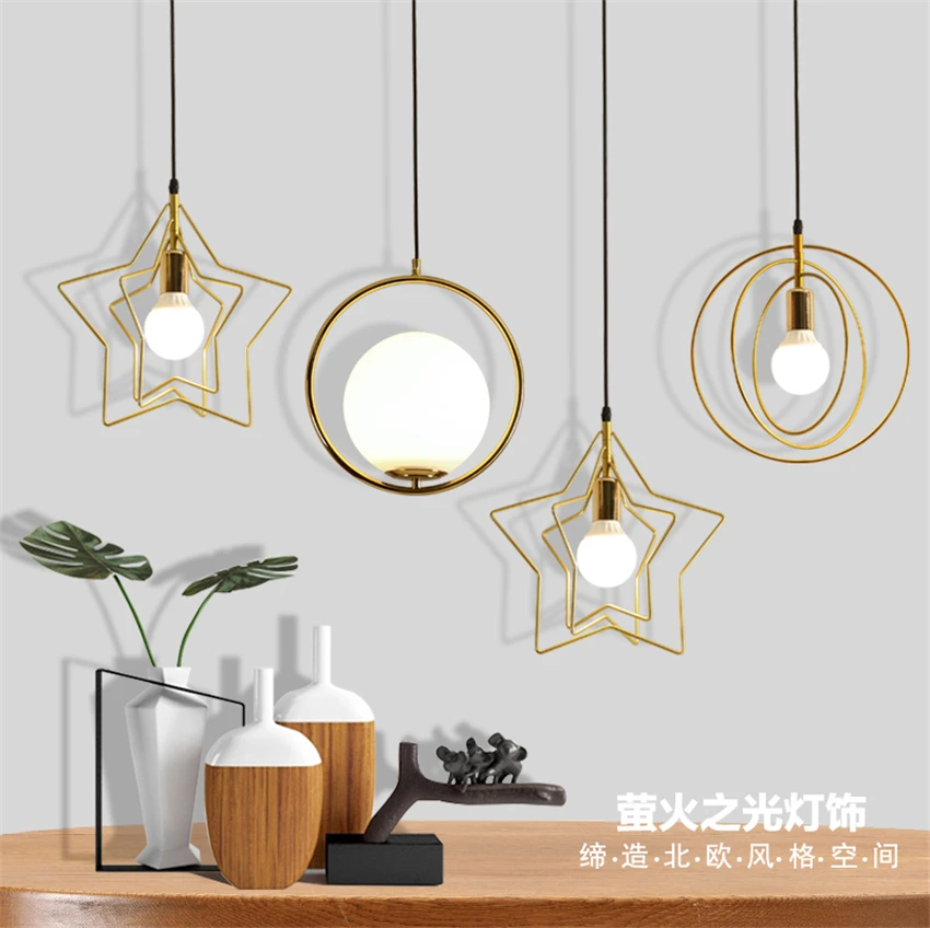 

Nordic Line Geometric Small Pendant Lights Dining Room Restaurant Modern Bedroom Aisle Balcony Single-head Deco Pendant Lamps