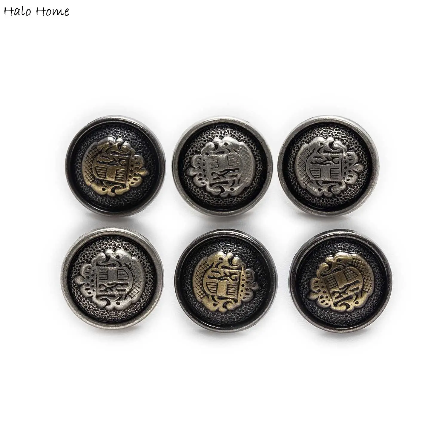 5pcs Retro relief crown Badge Metal Button Sewing Scrapbooking Clothing Blouse Leather Bag Craft Headband Accessories Decoration