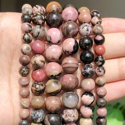 Wholesale Natural Stone Beads Black Lace Rhodonite Round Loose beads for jewelry making DIY bracelet necklace 4/6/8/10mm