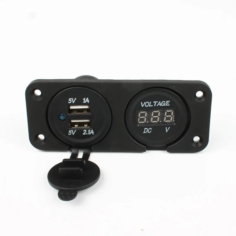 Car Digital Voltmeter With Dual USB Charger Waterproof Cigarette Lighter Socket Power Port Outlet Sockets RV yacht Accessories