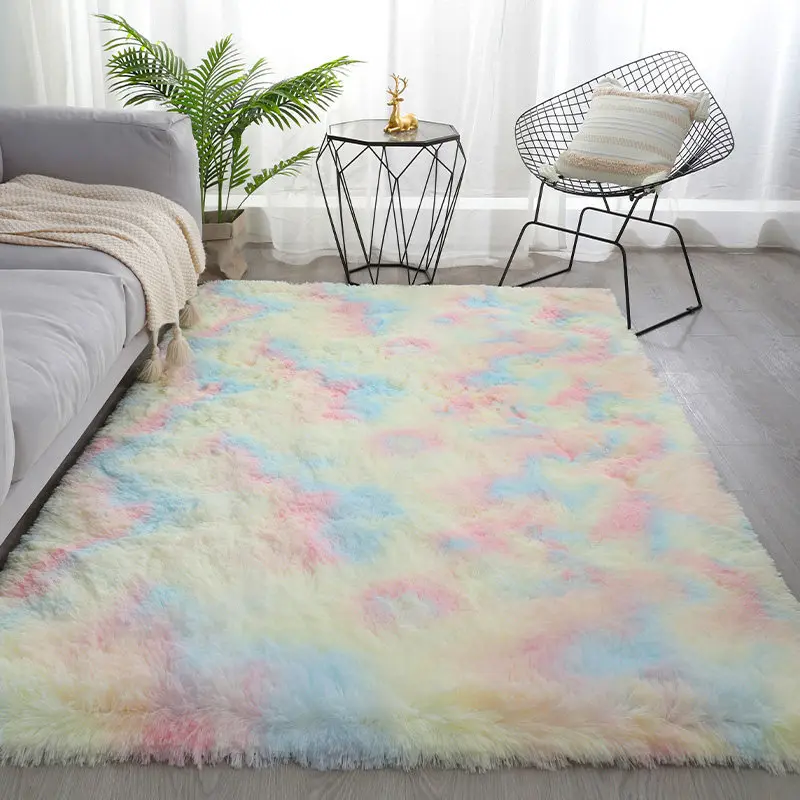 Fluffy And Soft Living Room Large Carpet 160x230 Furry Rainbow Color Bedroom Carpets Girl Children\'s Room Bedside Cute Floor Mat