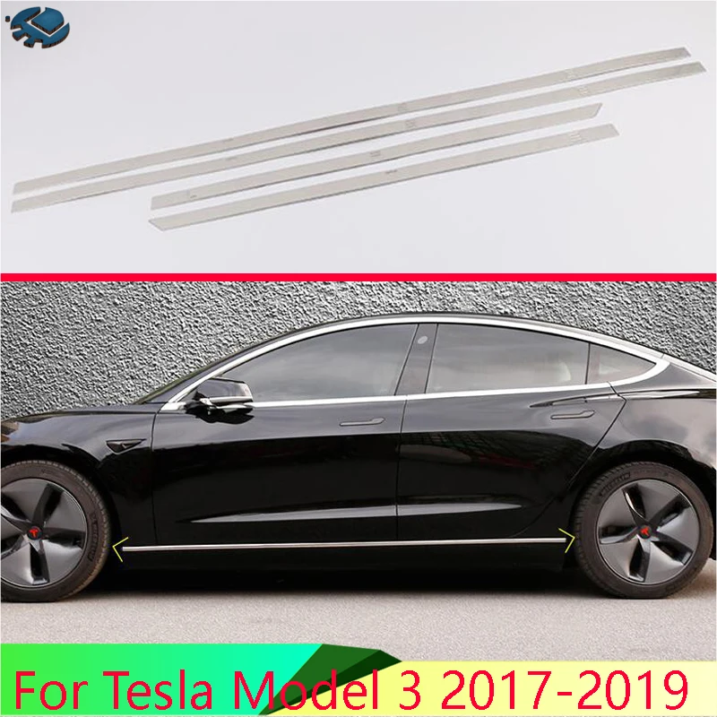 

Для Tesla Model 3 2017-2020 автомобильные аксессуары нержавеющая сталь Боковая дверь корпус литье под давлением отделка