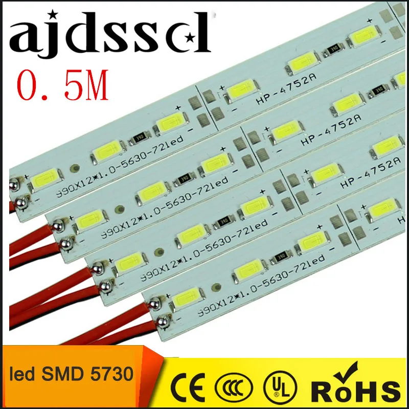 10pcs*50cm Factory Wholesale DC 12V SMD 5730 5630 LED Hard Rigid Strip Bar Light, showcase decoration, household light bar