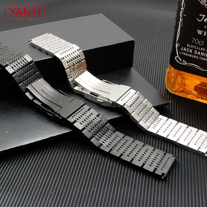 Stainless steel bracelet mens watches strap solid metal watch band 20mm 22mm 316l stainless steel bracelet safety buckle