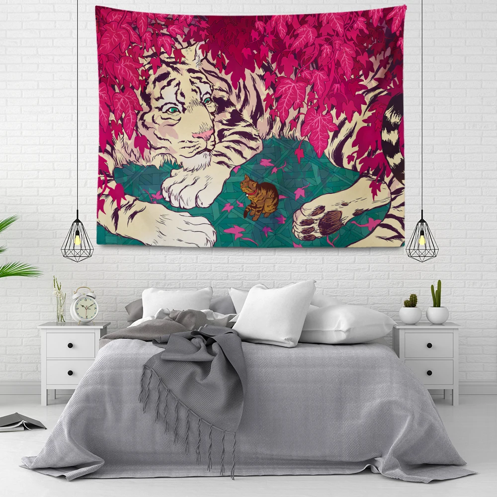 Mandala Velvet Wall Hanging, Forest Landscape Tapestry, Flower, Jungle, Animal, Moon, Ocean, for Bedroom Decor