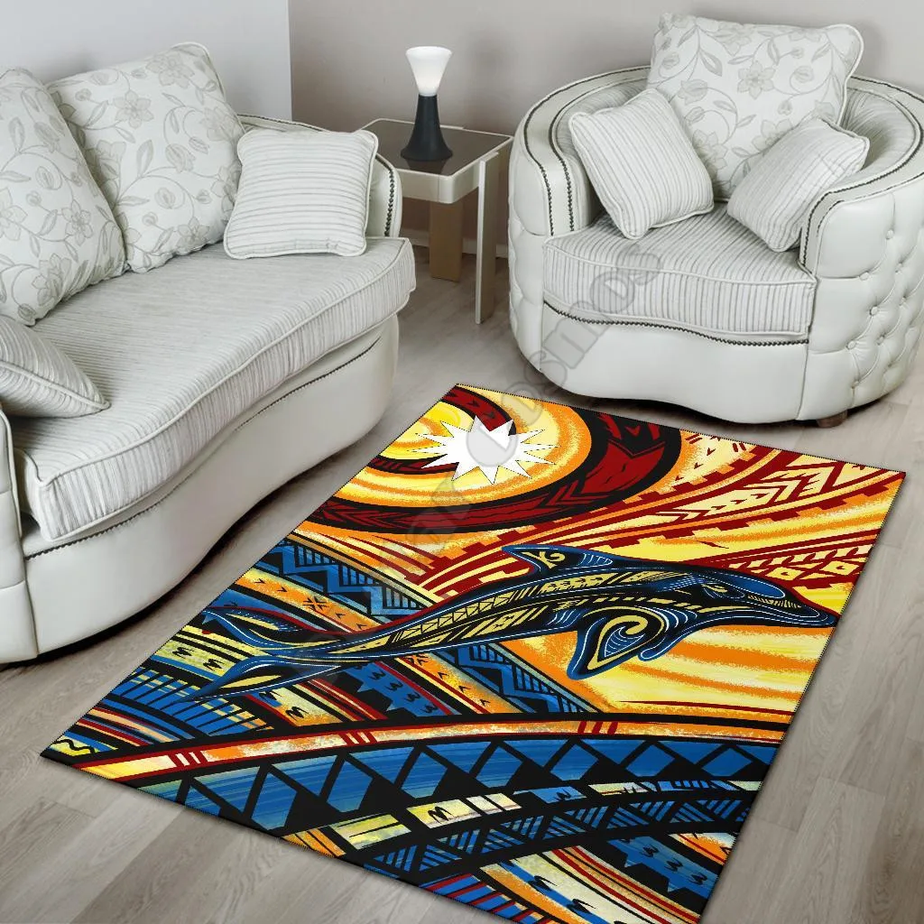 Nauru Area Rug Dolphin Surfing Anti-slip Rug Carpet Home Decoration Living Flannel Bedroom Non-slip Floor Rug