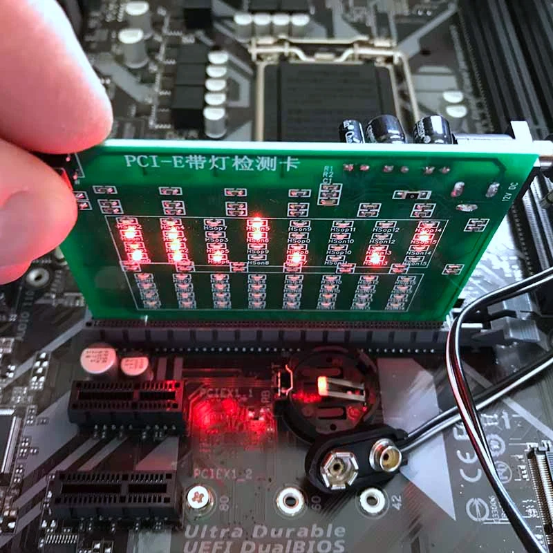 PCI-E 16X 8X PCI Express Slot Tester Card For Motherboard Detect The Southbridge Short Or Open PCI-E With Light Tester