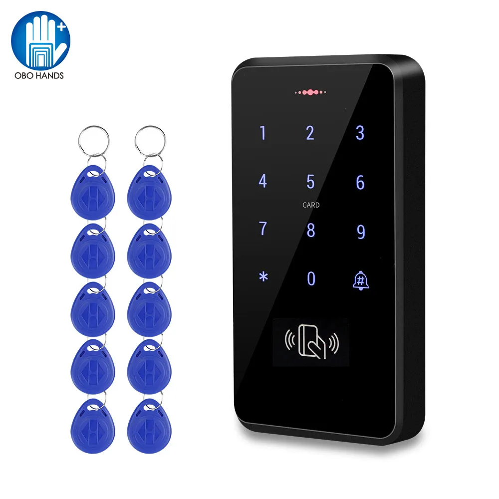 

IP68 Waterproof RFID 125KHz Standalone Access Control Keypad with Touch Screen Panel + 10pcs RFID Keyfobs