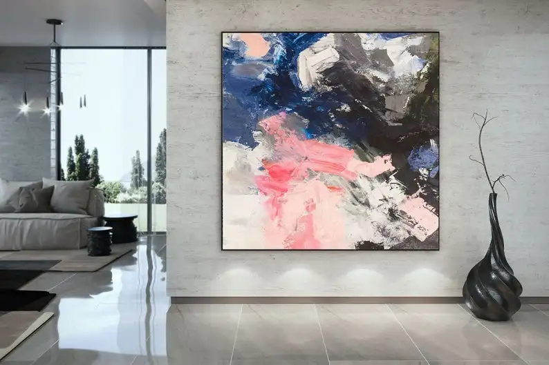 

Original Living Room Art Canvas Art Modern Abstract Paintings Pink Extra Large Wall Art Abstract Paintings Large Canvas Art