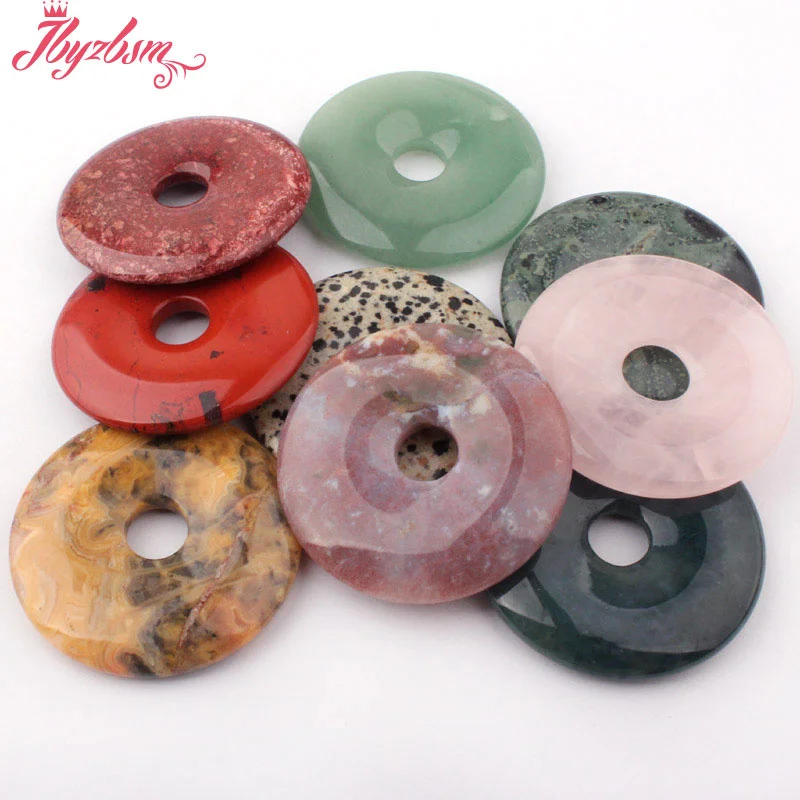 50mm Natural Donut Ring Natural Stone Loose Beads for Handicrafts DIY Accessories Charms Pendant Necklace Jewelry Making 1 Pcs