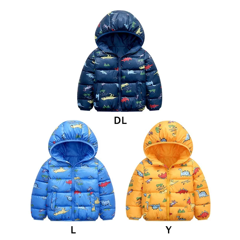 Roaring Style: Children\'s Winter Dinosaur Hooded Coat - Cartoon Down Jacket with a Fashionable Twist