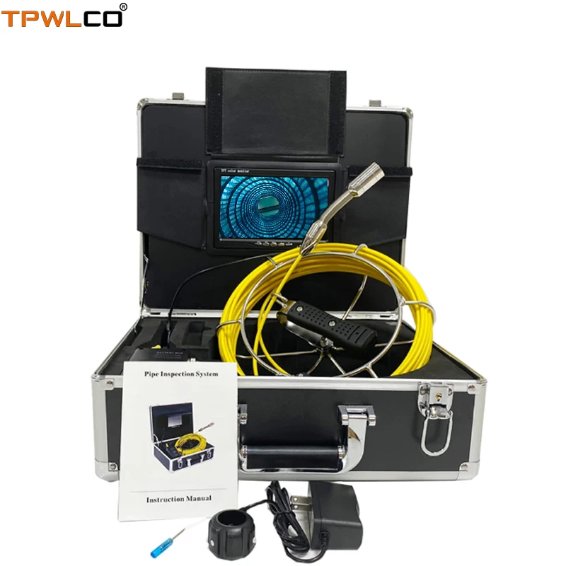 

23mm Endoscope Snake Camera Pipe Inspection System 20-50m Cable Reel 7inch LCD Monitor Underwater Camera With DVR 12pcs LEDS