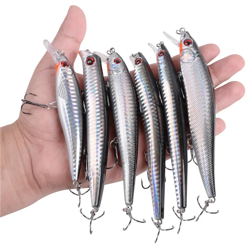 

6Pcs Popper Minnow plugs Topwater Bass fishing lure Artificial bait Rattle Wobbler hard lure for Bass Pike Trout Fishing 13~22g