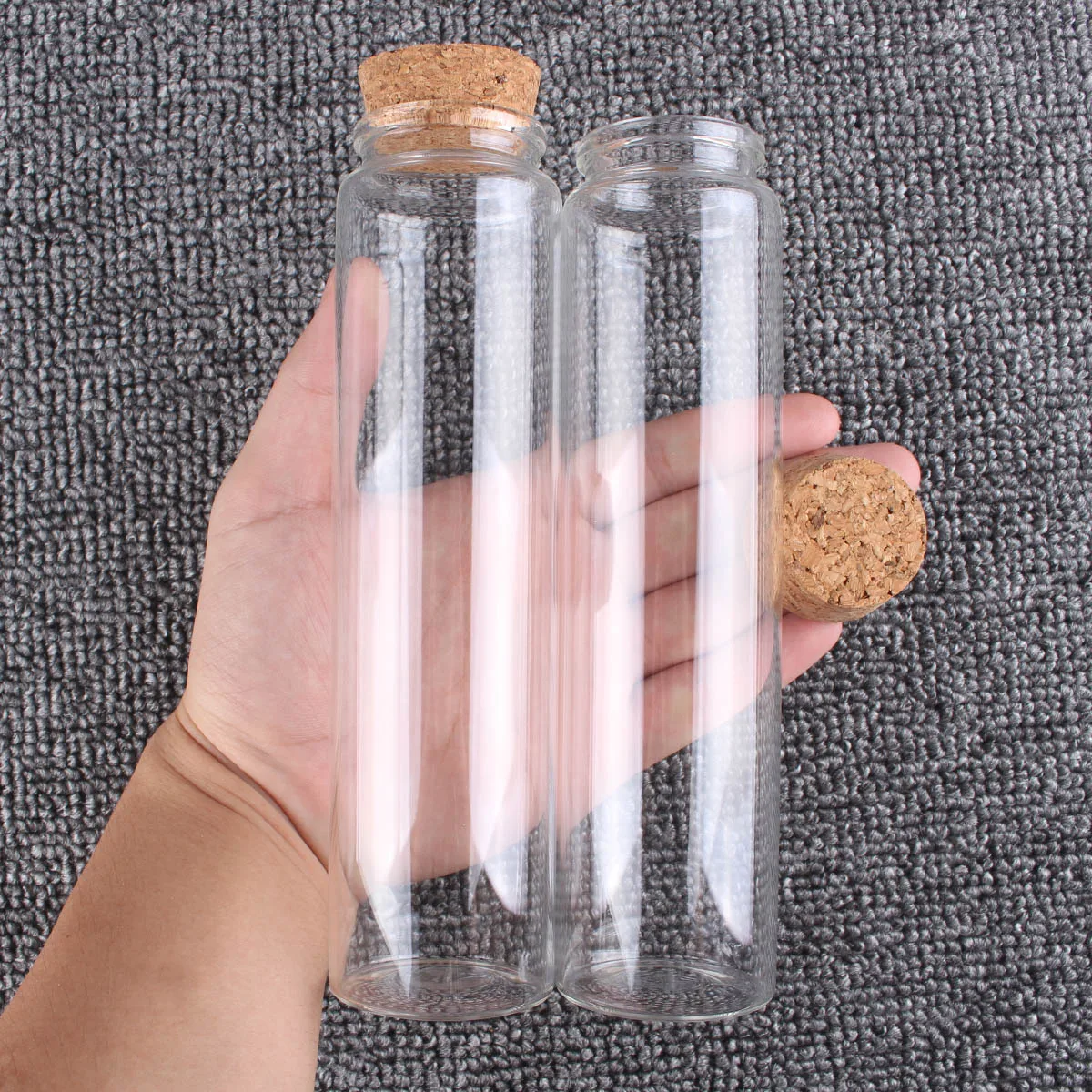 6pcs 240ml 47*180mm Glass Spice Jars With Cork Stopper Empty Storage Wishing Bottles Decorative Vials For Art DIY Crafts