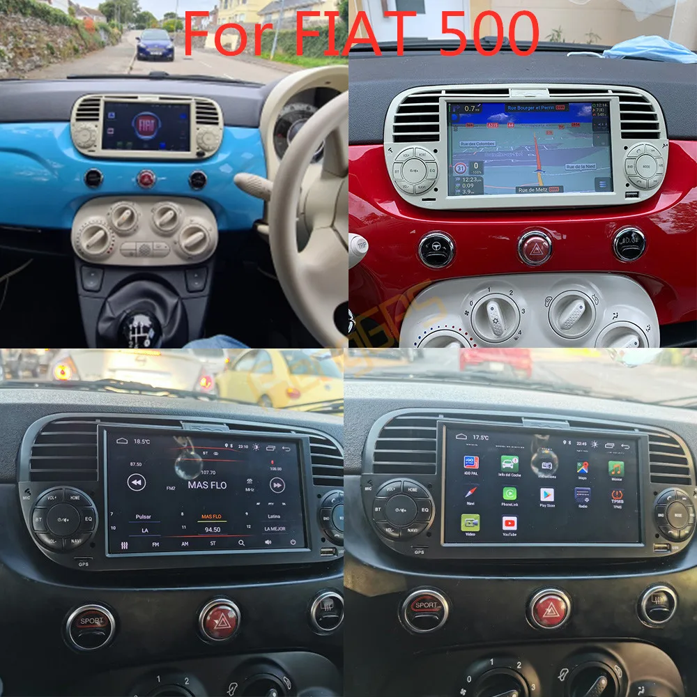 For FIAT 500 2007 - 2014 Black Android Car Radio 2 Din Stereo Receiver Autoradio Multimedia DVD Player GPS Navigation Head Unit