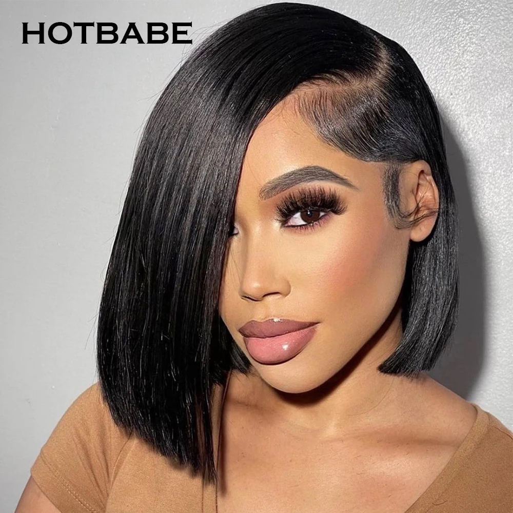 

Short Bob Wig 13x6 HD Transparent Lace Front Wigs Human Hair Bone Straight Brazilian Lace Frontal Wig Straight Lace Closure Wig