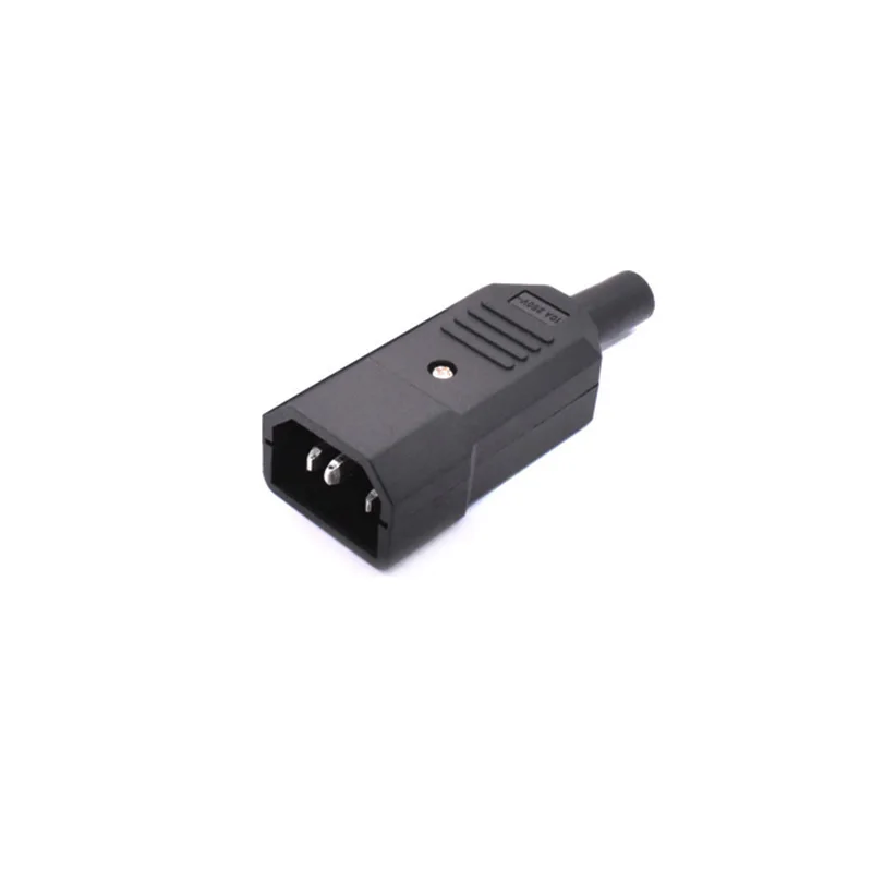 Iec-cabo reto conector c13 c14 10a 250v, plugue macho fêmea preto, conector de energia 3 pinos, ac, 1 conjunto