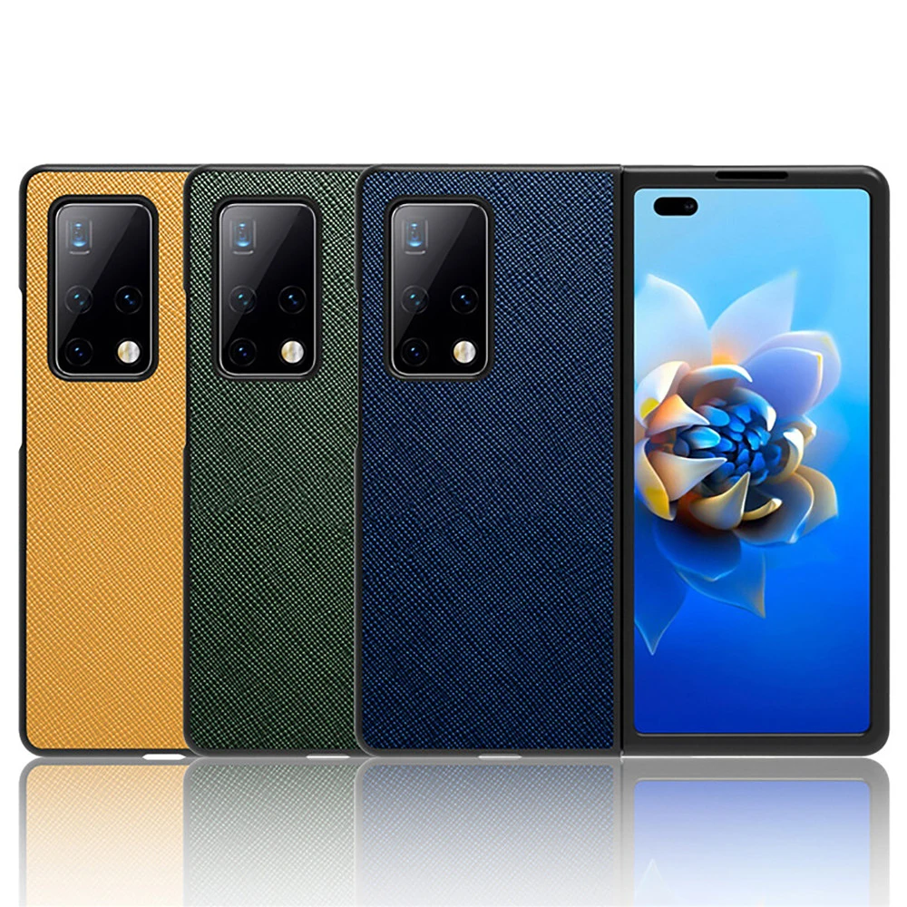 Leather All-inclusive Phone Case Slim Folding Screen Protective Back Cover Solid Color Shell for Huawei MATE X2