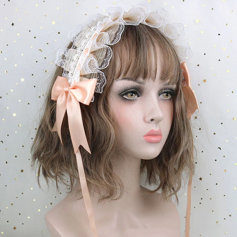 1pcs Lovely Sweet Hair Hoop Anime Maid Cosplay Headband Lolita Lace Flower Headwear Hair Accessory Hand made For Girls Gift