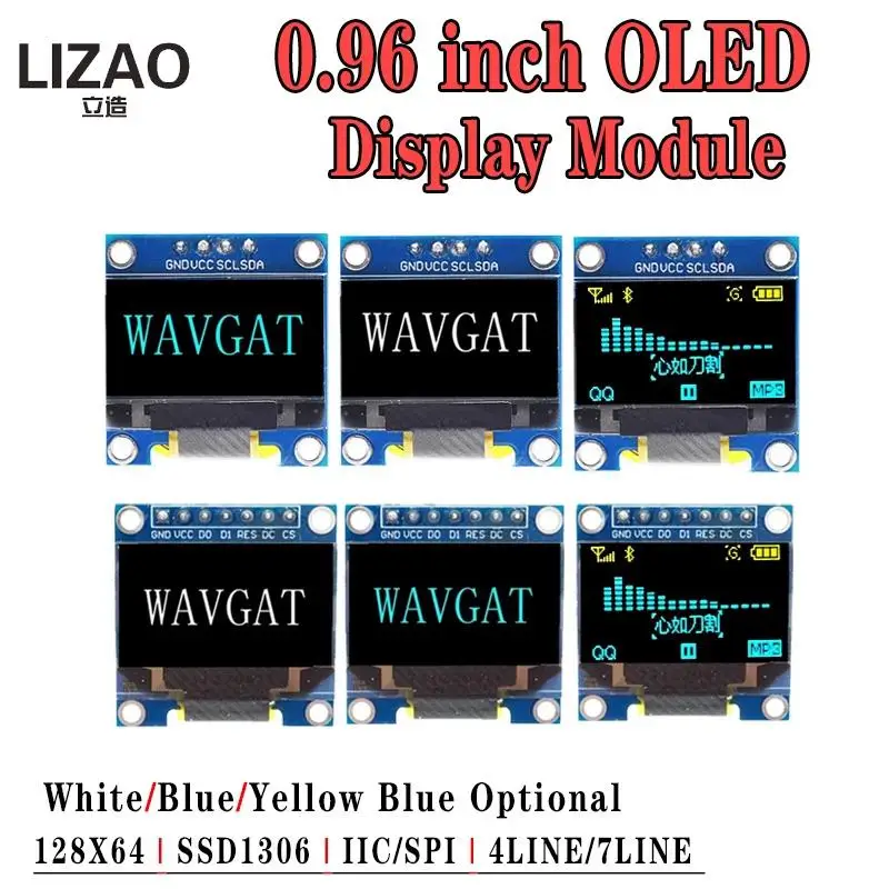 0.96 inch OLED IIC Serial White Display Module 128X64 I2C SSD1306 12864 LCD Screen Board GND VCC SCL SDA 0.96\