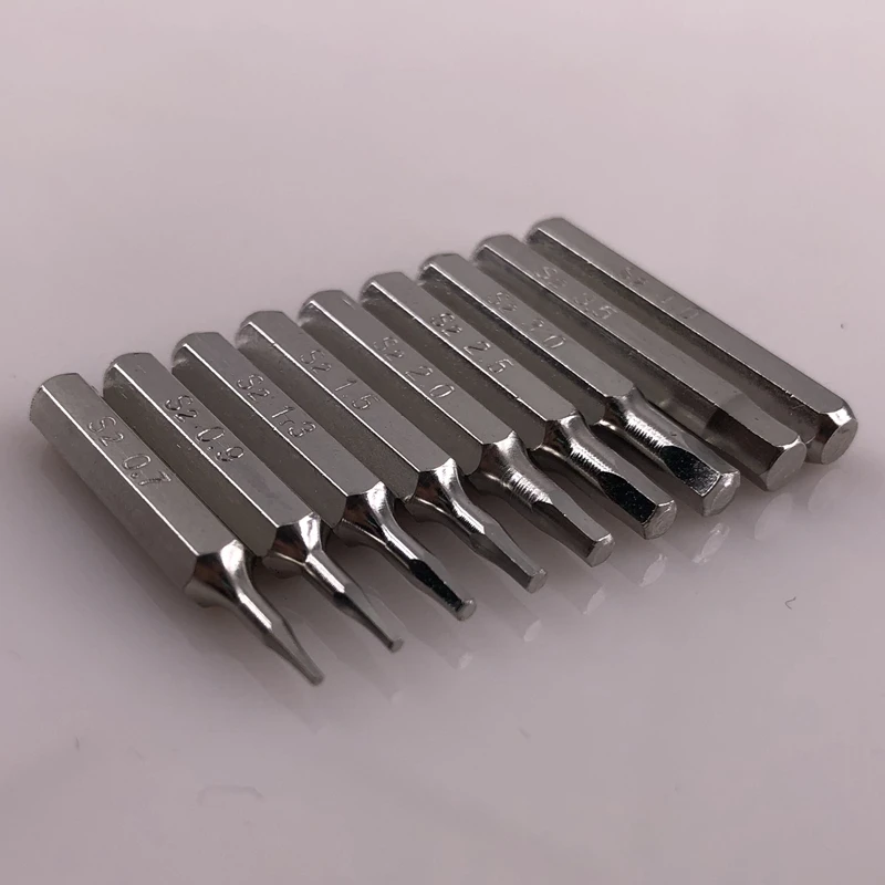 9pcs H4×28mm HEX H0.7 H0.9 H1.3 H1.5 H2.0 H2.5 H3.0 H3.5 H4.0 Magnetic Screwdriver bits 4mm 3/25 inch Bit Drill Hand tools