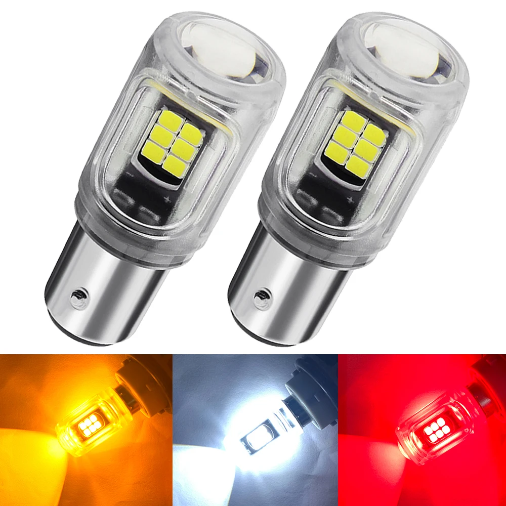 2PCS 1156 BA15S P21W S25 7506 BAU15S PY21W 1157 LED Bulbs 16pcs 2835SMD Super Bright 900LM Replace For Car Reversing Light White