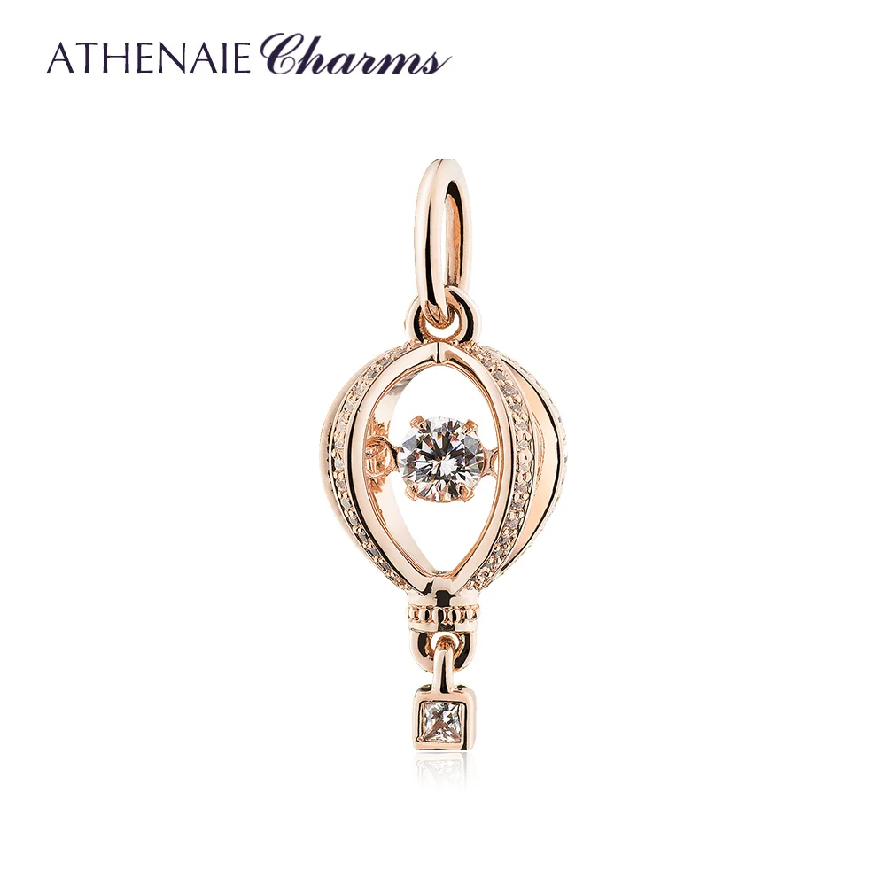 ATHENAIE Silver Sparkling CZ Hot Air Balloon Travel Charms for Women Wedding Bracelets Jewelry Color Rose Gold and Clear