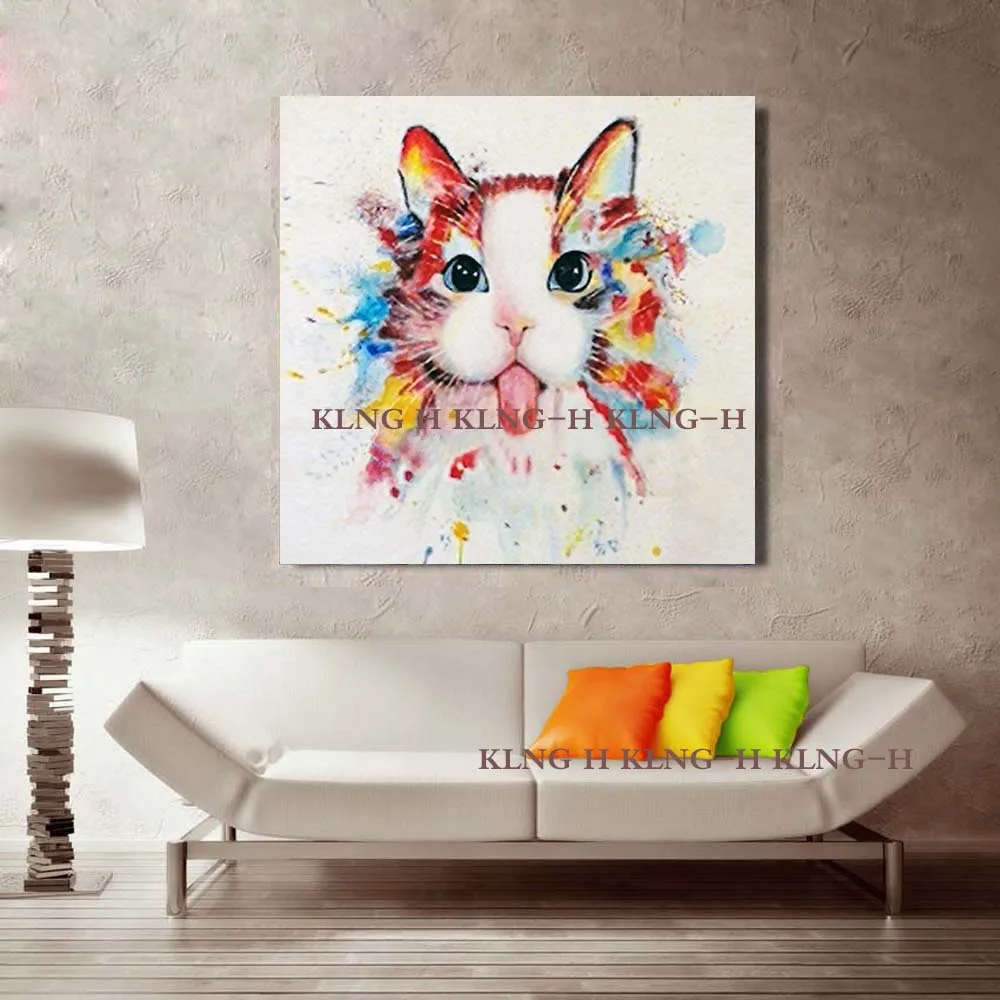 Animal manual painting creation sprout cat wall decoration painting the sitting room decorate children room hung a painting oil