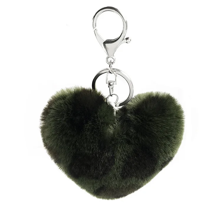 Léopard amour peluche boule de fourrure porte-clés voiture porte-clés pendentif étudiant sacs nouveaux cadeaux en gros coeur porte-clés K2403