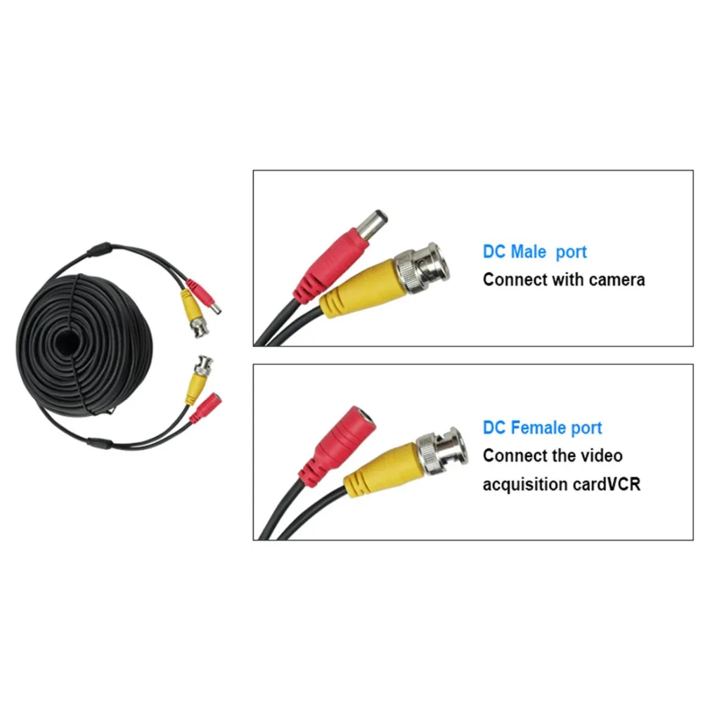 BNC Extension Cable DC12V Integrated Coaxial Power Cable For AHD CVI Video Surveillance DVR System