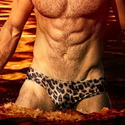 sexy leopard gay men swimwear beach shorts men swimming suit board swim briefs swimsuit trunk de praia homens bathing suits