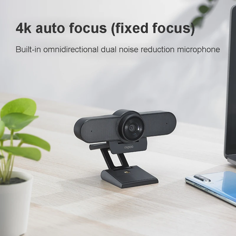 Original Rapoo C500 Webcam 4K FHD 2160P With USB2.0 With Mic Adjustable Cameras With Cover For Live Broadcast PC Desktop