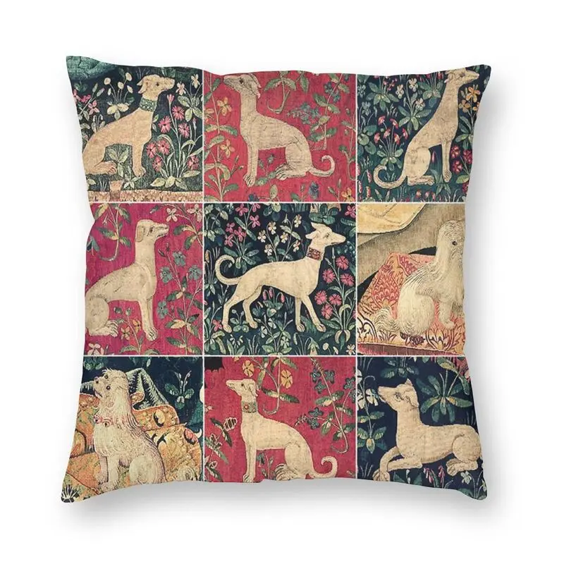 Medieval Greyhound Pillow Cover Home Decorative Whippet Sighthound Dog Cushions Throw Pillow for Car Double-sided Printing