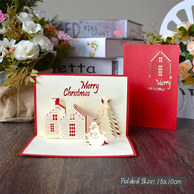 Neue 3D Pop-Up Weihnachtskarten Weihnachtsmann-Einladungskarte Partykarte Kindergeschenke Neujahrs-Dankeskarte Feiertagsgeschenk Postkarte – Detail 9