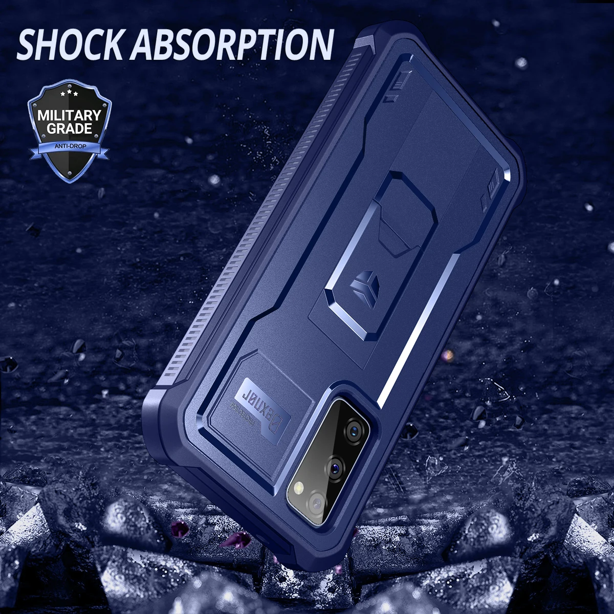 For Samsung Galaxy S20 FE Shockproof Case with Screen Protector Stand Phone Back Cover for S20 FE Phone Heavy Duty Bumper Case