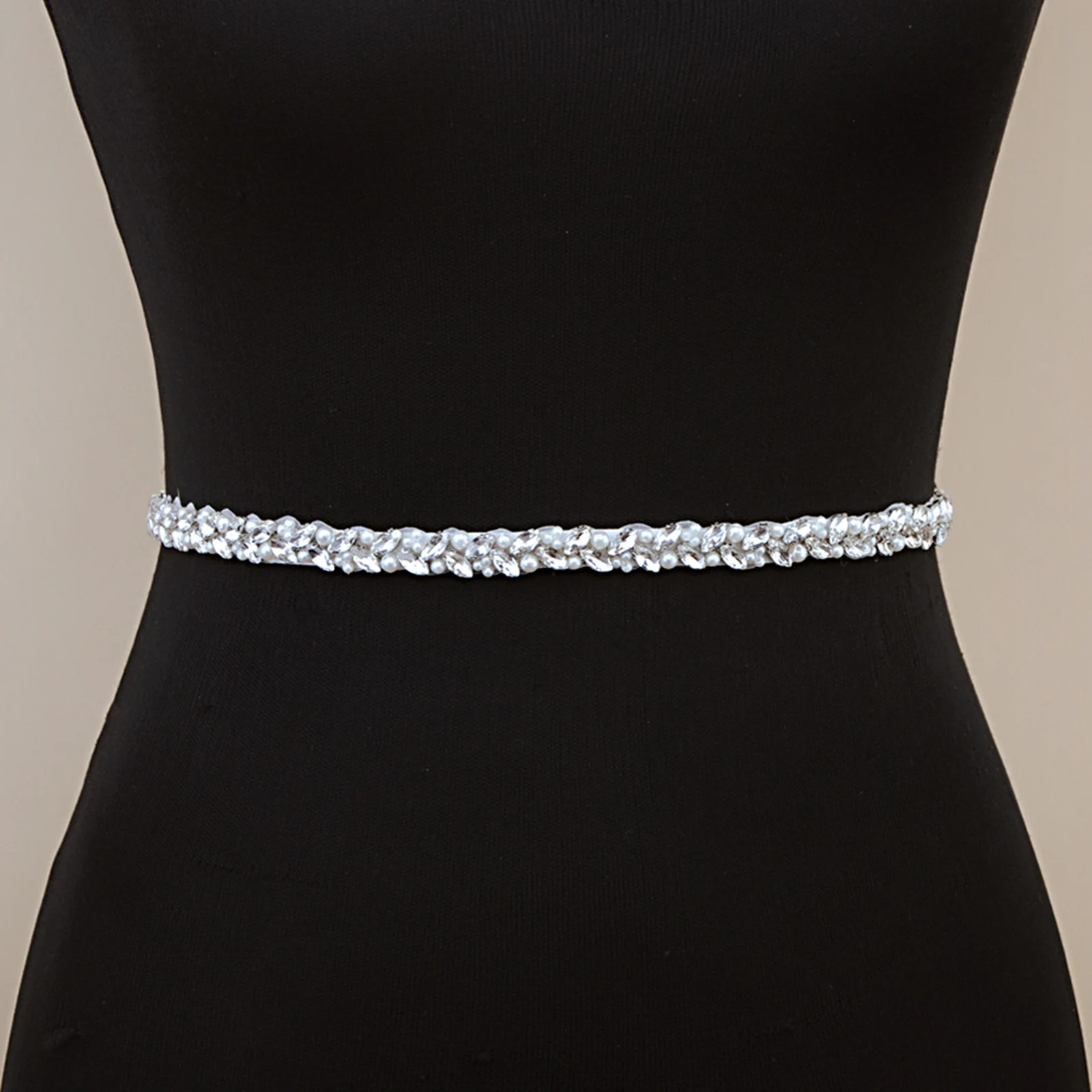 Zilveren Gouden Rhinestone Applique Wedding Riemen Bruids Riem Parel Trouwjurk Riem Diamant Dunne Jurk Riem Formele Slijtage Riemen