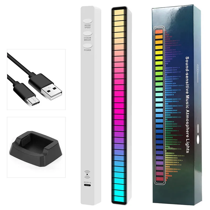 Led barra de luz música controle de som bluetooth lâmpada rhythm strip iluminação ambiente usb night light para decoração do quarto carro tv jogos