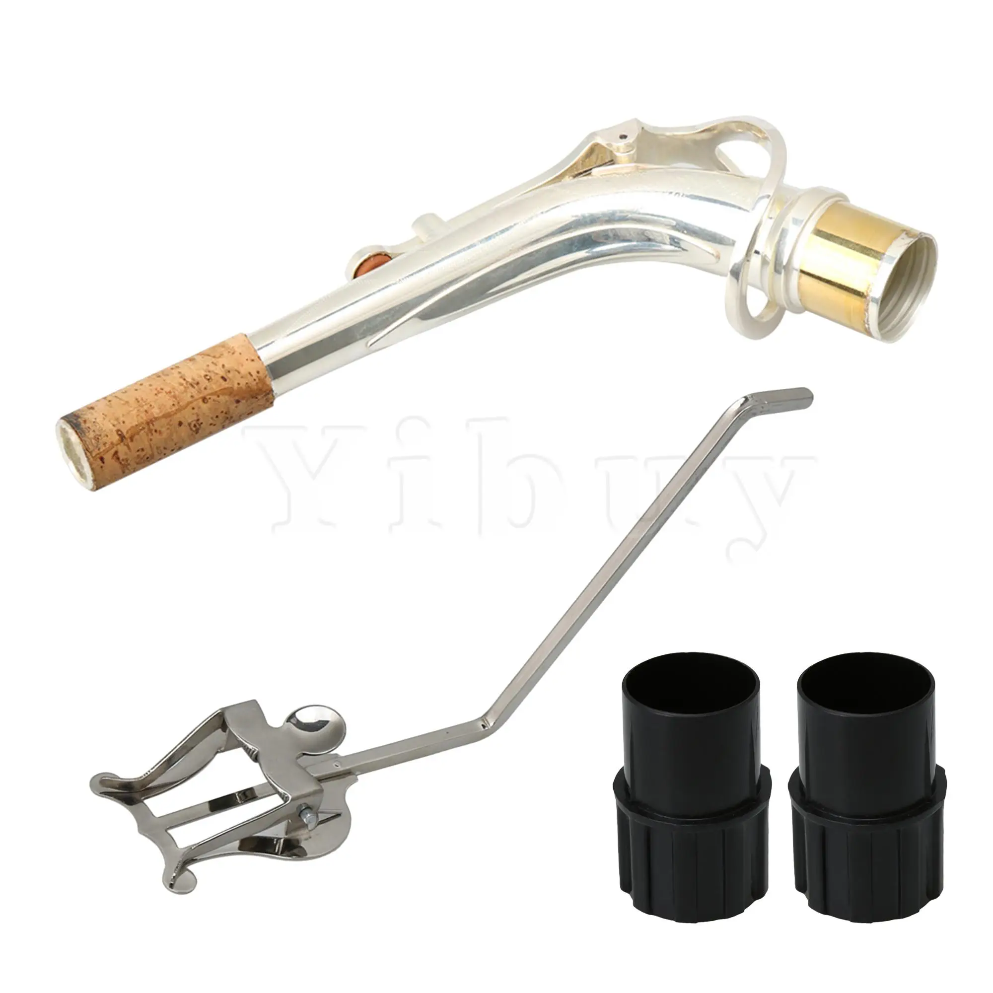 

E Flat Alto Bend Neck with 4x4mm Socket Clamp-On Holder 2 x Sax End Plug