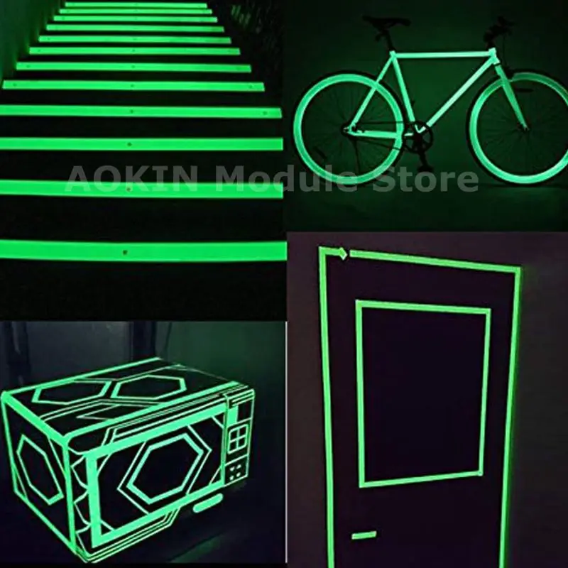 Nastro luminoso 3m/5m nastro autoadesivo verde scuro visione notturna Glow In Dark sicurezza avvertimento fase di sicurezza nastri per la