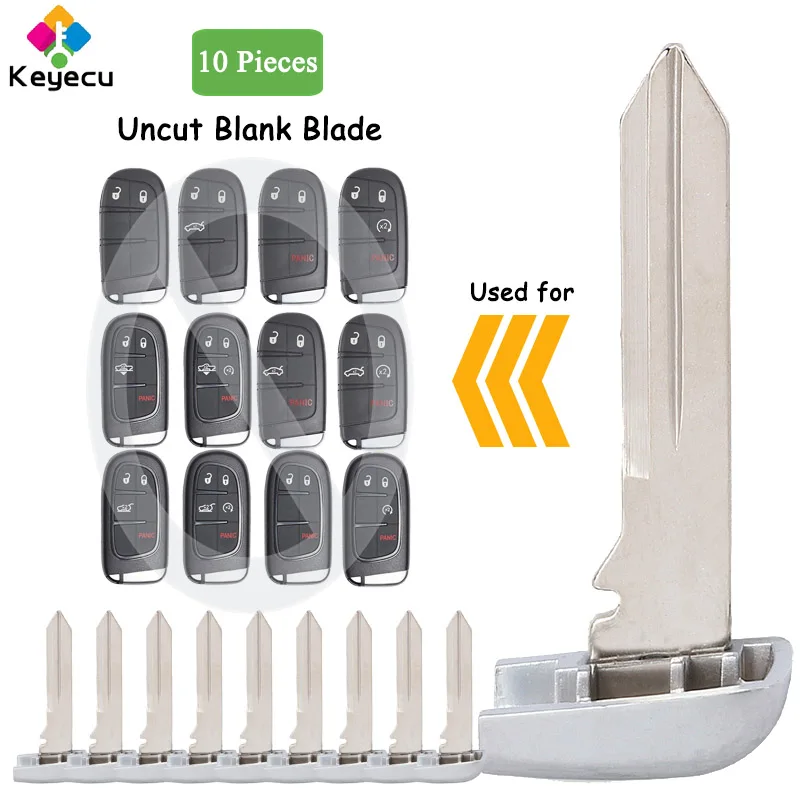 

KEYECU 10 Pieces Smart Remote Uncut Insert Emergency Key Blade for Chrysler 200 300 for Dodge RAM Dart Journey Fob M3N-40821302