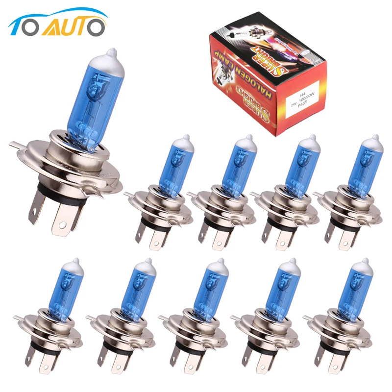 10pcs 24V H1 H3 H4 H7 100W Halogen Super Bright White Fog Lights Halogen Bulb High Power Car Headlights Auto Lamp